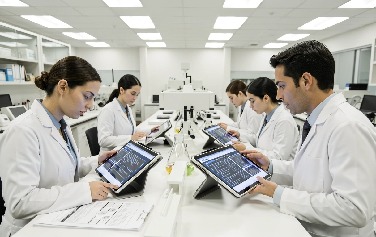 Investigadores analizando métricas